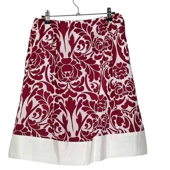 NWT Ann Taylor Silk Blend A-Line Floral Red White Skirt Lined Size 4 Petite - Picture 9 of 11